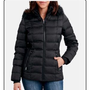 Nautica Women’s Faux Fur Hood Puffer Jacket COAT XS Water Resistant NEW